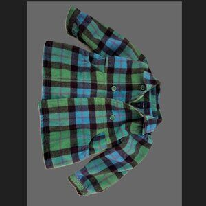 Toddler Girl 'Baby GAP' Green & Blue Plaid 4T Peacoat Coat NWT
